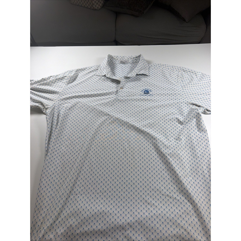 Peter Millar Summer  Skull Comfort Casa de Campo Golf Polo Shirt Blue White XL